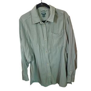 Roots Men’s Gauze Button Up Shirt Sz XL Sage Green Summer Beach Casual Resort